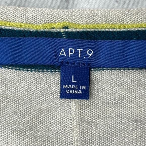 Apt 9 Women's Cream Blue Green Striped V Neck Super soft pullover Sweater size L - Picture 7 of 10
